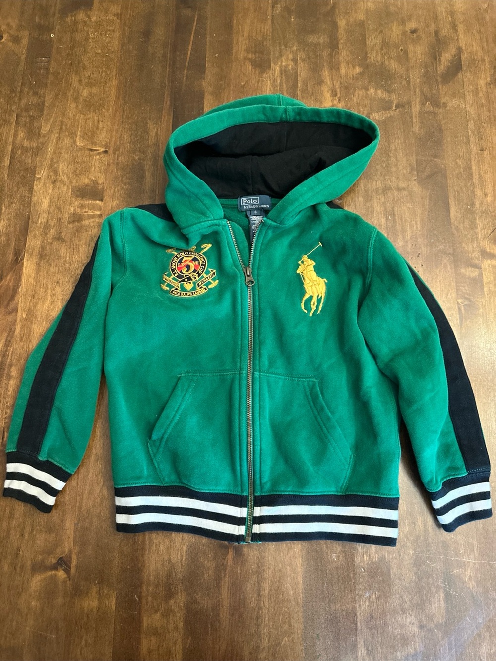 Vtg Polo Ralph Lauren Snow Polo Challenge Cup Full Zip Hoodie Big Pony Kids 6